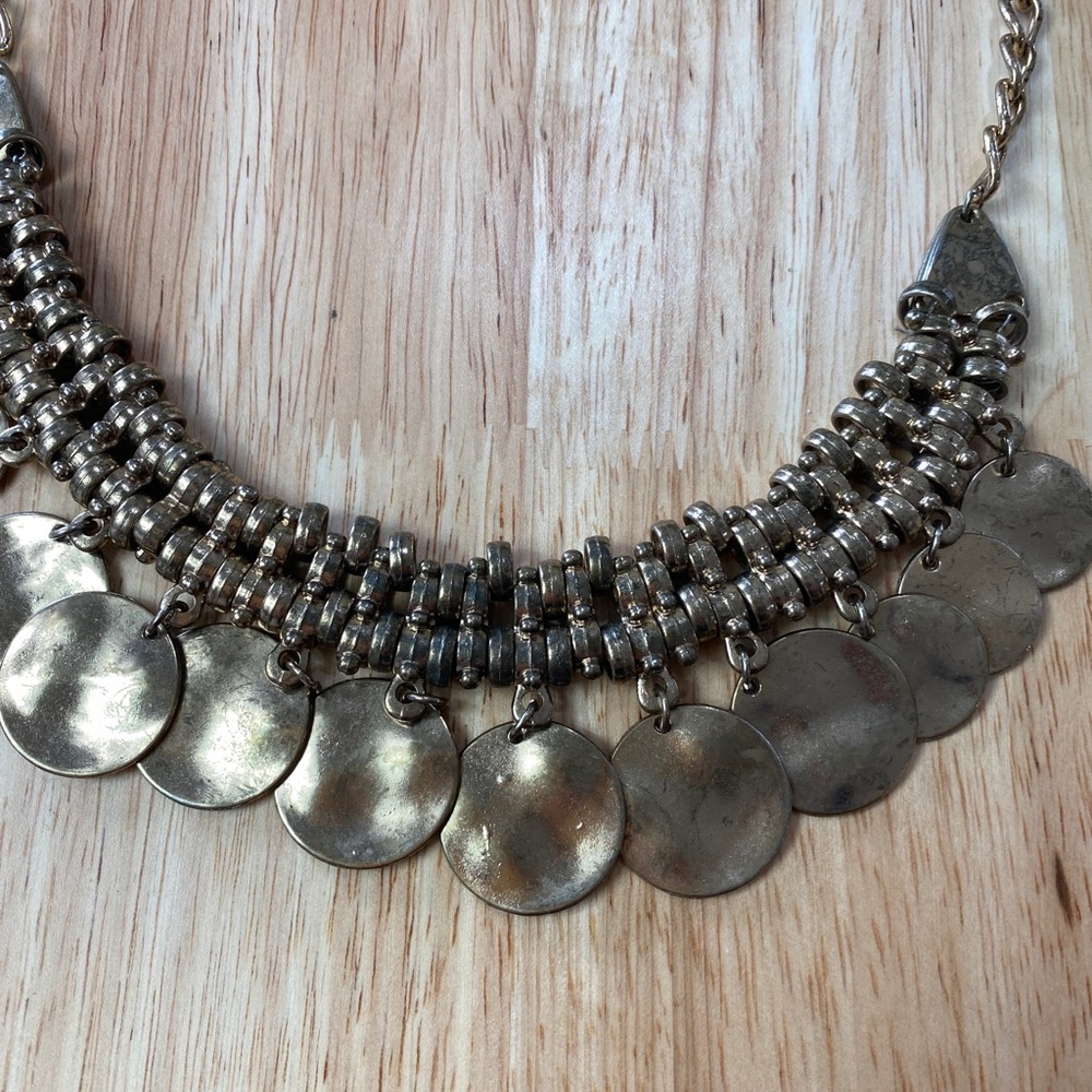 Gold Disc Boho Chain Necklace - Picture 2 of 9